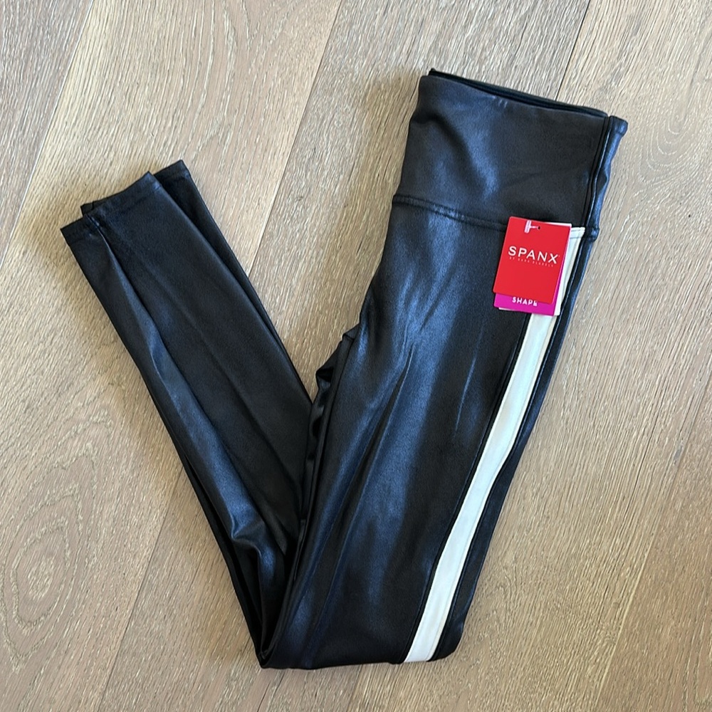 SPANX Faux Leather Side Stripe Leggings - Picture 12 of 12
